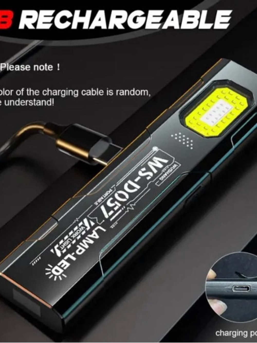 X2 Rechargeable LED Work Light MagneticFlashlight Pen Clip USB Portable Lamp